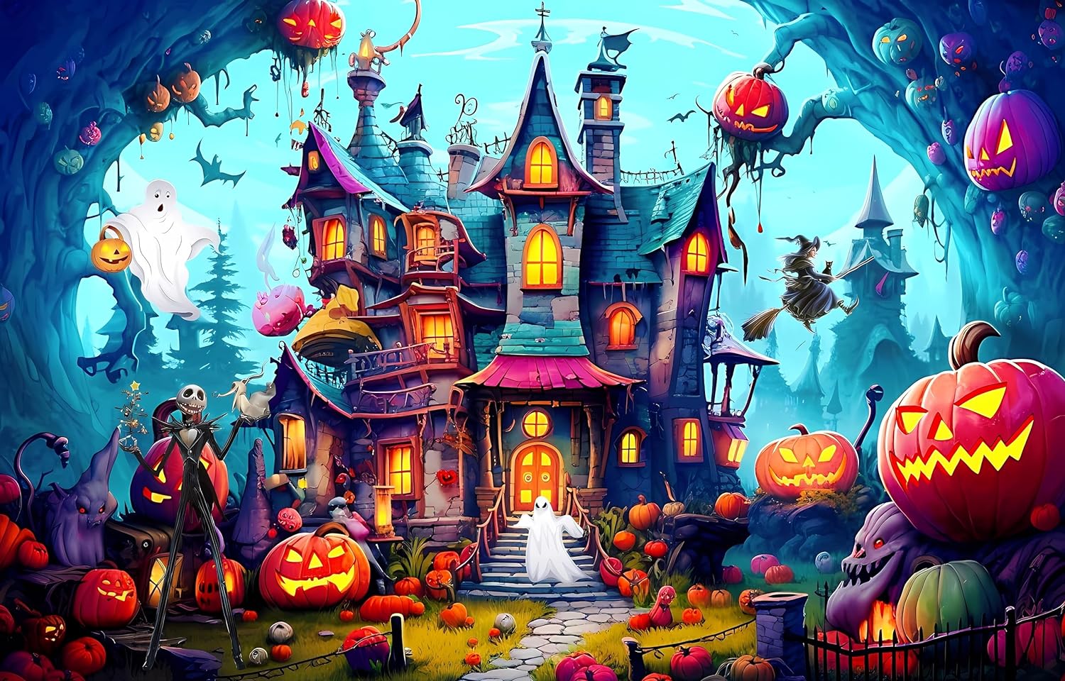 1000 pcs Pumpkin Castle Cartoon Architecture